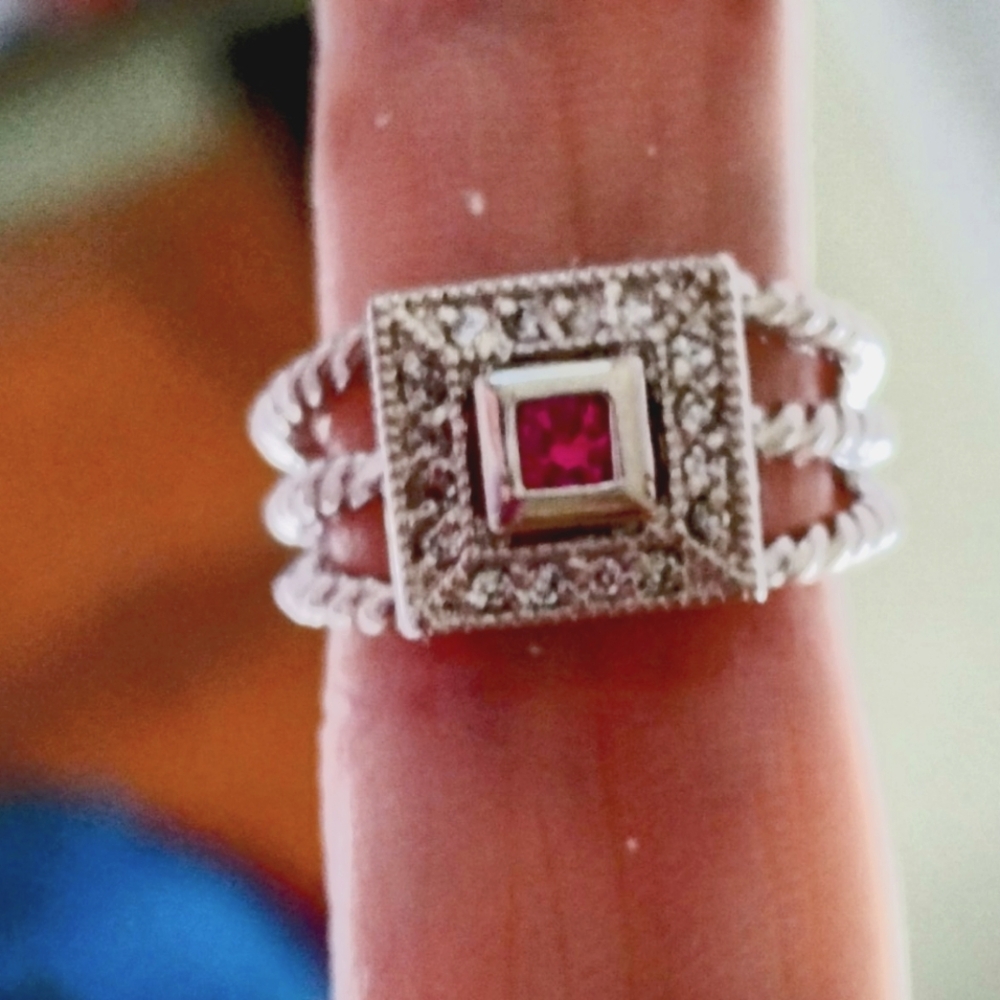 Women's Sterling Silver Ruby Topaz Size 5 Ring